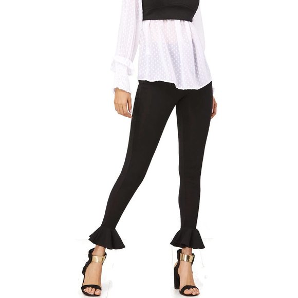 Ruffle Hem Leggings Black - Picture 3 of 4